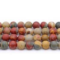 Jasper Picasso Bead, Runde, mode smykker & du kan DIY & forskellig størrelse for valg & frosted, Solgt Per Ca. 14.9 inch Strand