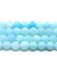 Blå Chalcedony Bead, Runde, mode smykker & du kan DIY & frosted, Skyblue, 8mm, Ca. 45pc'er/Strand, Solgt Per Ca. 14.9 inch Strand