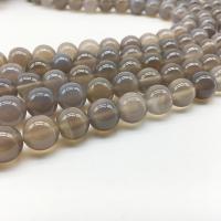 Prirodni Grey ahat perle, Siva Agate, Krug, različite veličine za izbor, Rupa:Približno 1mm, Prodano Per Približno 14.9 inčni Strand