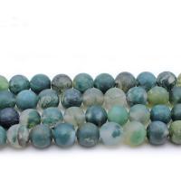 Přírodní Moss Achát Korálky, Moss Agate, Krug, različite veličine za izbor & mat, Rupa:Približno 1mm, Prodano Per Približno 14.9 inčni Strand