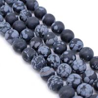 Snowflake Obsidian χάντρες, Γύρος, διαφορετικό μέγεθος για την επιλογή & παγωμένος, Τρύπα:Περίπου 1mm, Sold Per Περίπου 14.9 inch Strand