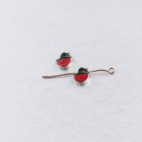 Perline in acciaio inox, lucido, smalto, nero e rosso, 9.5x10mm, Foro:Appross. 1.8mm, 5PC/lotto, Venduto da lotto