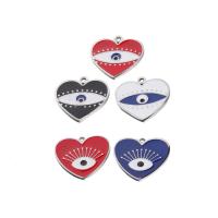 Stainless Steel Pendant Heart evil eye pattern & enamel  Approx 1.9mm Sold By Bag