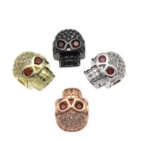 Rhinestone Brass Beads Skull plated vintage & fashion jewelry & DIY & with rhinestone nickel lead & cadmium free Approx 2.4mm Sold By Bag