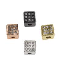 Strasszos Brass Beads, Sárgaréz, Négyzet, galvanizált, divat ékszerek & DIY, több színt a választás, nikkel, ólom és kadmium mentes, 6x6mm, Lyuk:Kb 1.8mm, 20PC-k/Bag, Által értékesített Bag