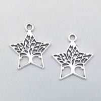 Zink Alloy Star Pendant, antik silver pläterad, ihålig, nickel, bly och kadmium gratis, 23x21x1.50mm, Hål:Ca 2mm, 100PC/Bag, Säljs av Bag