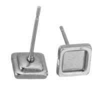 Ruostumaton teräs korvakoru Post, 304 Stainless Steel, kiiltävä, alkuperäinen väri, 6x6x13mm,0.5mm, 200PC/laukku, Myymät laukku