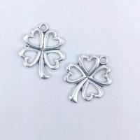 Liga de zinco Clover Pendant, Trevo de quatro folhas, banho de cor prata antiga, vazio, níquel, chumbo e cádmio livre, 28x23x2mm, Buraco:Aprox 1mm, 100PCs/Bag, vendido por Bag