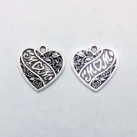 Zinc Alloy Heart Pendants antique silver color plated nickel lead & cadmium free Approx 1mm Sold By Bag