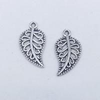 Cink ötvözet Leaf Medálok, Levél növényen, antik ezüst színű bevonattal, üreges, nikkel, ólom és kadmium mentes, 19x10x1.50mm, Lyuk:Kb 1mm, 100PC-k/Bag, Által értékesített Bag