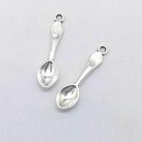 Cink ötvözet Medálok, Spoon, antik ezüst színű bevonattal, nikkel, ólom és kadmium mentes, 26x7x1.60mm, Lyuk:Kb 1mm, 100PC-k/Bag, Által értékesített Bag