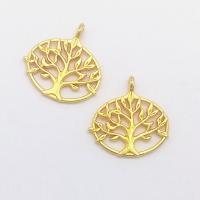 Pendentifs creux en alliage de zinc, Arbre de vie, Placage de couleur d'or, protéger l'environnement, sans nickel, plomb et cadmium, 27x27x2.40mm, Trou:Environ 1mm, 100PC/sac, Vendu par sac