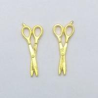 Zinklegering Hangers, Zinc Alloy, Schaar, gold plated, nikkel, lood en cadmium vrij, 25x10x1.50mm, Gat:Ca 1mm, 100pC's/Bag, Verkocht door Bag