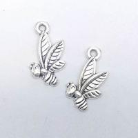 Sinc Alloy Pendants Ainmhithe, Bee, dath airgid antique plátáilte, seanré & gleoite & jewelry faisin & DIY, nicil, luaidhe & caidmiam saor in aisce, 20x11x1.80mm, Poll:Thart 1mm, 100ríomhairí pearsanta/Mála, Díolta De réir Mála