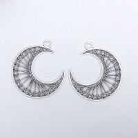 Zinc Alloy Moon Pendants antique silver color plated vintage & fashion jewelry & DIY & hollow nickel lead & cadmium free Approx 1mm Sold By Bag