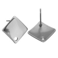 Stainless Steel naušnica post, 304 nehrđajućeg čelika, uglađen, možete DIY & s petljom, izvorna boja, 13.5x13.5x12.5mm,0.5mm, Rupa:Približno 1.5mm, 200računala/Torba, Prodano By Torba