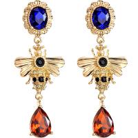 Zinc Alloy Drop Earring, med Krystal, Bee, guldfarve belagt, forskellige stilarter for valg & for kvinde & med rhinestone, nikkel, bly & cadmium fri, 63mm,40mm, Solgt af par