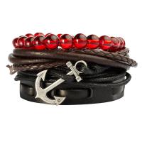 PU Armband, met Wax & Kristal & Zinc Alloy, platinum plated, 4 stuks & verstelbaar & voor de mens, Lengte Ca 7.5 inch, Verkocht door Stel