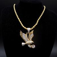 Brass Necklace with Cubic Zirconia eagle gold color plated vintage & fashion jewelry & for man 43*30mm Sold Per 32 Inch Strand