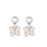 Pendentifs European en acier inoxydable, acier inoxydable 316L, papillon, émail, rose, 20x11x2mm, Trou:Environ 4mm, 5PC/sac, Vendu par sac