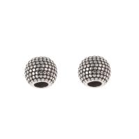 Perles European en acier inoxydable, acier inoxydable 316L, Rond, noircir, couleur originale, 10x8mm, Trou:Environ 4mm, 5PC/sac, Vendu par sac