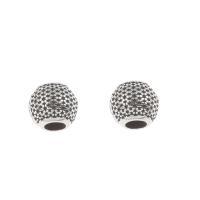 Perles European en acier inoxydable, acier inoxydable 316L, Rond, noircir, couleur originale, 10x9mm, Trou:Environ 4mm, 5PC/sac, Vendu par sac