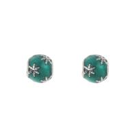 Perles European en acier inoxydable, acier inoxydable 316L, Rond, émail, vert, 9x10mm, Trou:Environ 4mm, 5PC/sac, Vendu par sac