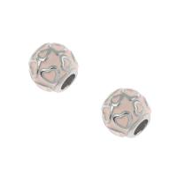 Perles European en acier inoxydable, acier inoxydable 316L, Rond, émail, rose, 10x9mm, Trou:Environ 4mm, 5PC/sac, Vendu par sac