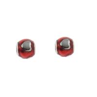 Perles European en acier inoxydable, acier inoxydable 316L, Rond, émail, rouge, 10x9mm, Trou:Environ 4mm, 5PC/sac, Vendu par sac