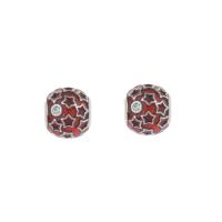 RVS European Beads, 316L roestvrij staal, Ronde, glazuur & met strass, rood, 10x9mm, Gat:Ca 4mm, 5pC's/Bag, Verkocht door Bag