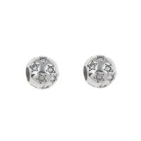 Perles European en acier inoxydable, acier inoxydable 316L, Rond, avec strass, couleur originale, 10x9mm, Trou:Environ 4mm, 5PC/sac, Vendu par sac