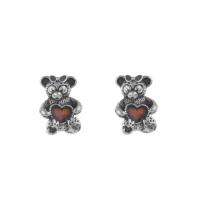 Stainless Steel European Beads 316L Stainless Steel Bear enamel & blacken red Approx 4.5mm Sold By Bag