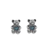 Stainless Steel European Beads 316L Stainless Steel Bear enamel & blacken skyblue Approx 4.5mm Sold By Bag