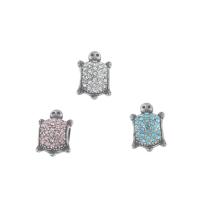 PERLINE European in acciaio inox, 316L acciaio inox, Tartaruga, con strass & Annerire, nessuno, 9x13x8mm, Foro:Appross. 4mm, 5PC/borsa, Venduto da borsa