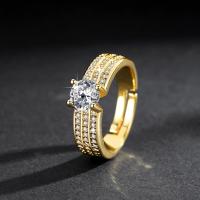 Cubic Zircon Brass δάχτυλο του δακτυλίου, Ορείχαλκος, με Cubic Zirconia, επιχρυσωμένο, κοσμήματα μόδας & για τη γυναίκα, περισσότερα χρώματα για την επιλογή, 6mm, Μέγεθος:12, 2PCs/τσάντα, Sold Με τσάντα