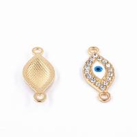 Zinc Alloy Connector, Evil Eye, guldfarve belagt, emalje & med rhinestone, nikkel, bly & cadmium fri, 26*11mm, 20pc'er/Bag, Solgt af Bag