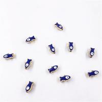 Zinklegering Evil Eye Beads, Zinc Alloy, Vis, gold plated, boze oog patroon & glazuur, nikkel, lood en cadmium vrij, 11*7*5mm, 20pC's/Bag, Verkocht door Bag