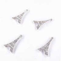 Zinc Alloy Eiffel Tower plated with rhinestone nickel lead & cadmium free 25*15*3mm Sold By Bag