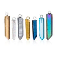 quartz clair Pendentif, avec laiton, Placage, DIY, plus de couleurs à choisir, 30*6mm-40*6mm, Trou:Environ 2mm, 3PC/lot, Vendu par lot