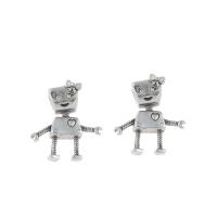 Stainless Steel European Pärlor, 316L rostfritt stål, Robot, emalj, ursprungliga färgen, 18x17x48mm, 5PC/Bag, Säljs av Bag