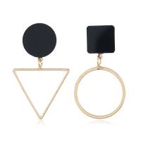 aleación de zinc Pendientes asimétricos, con Acrílico, chapado en color dorado, Joyería & para mujer, libre de níquel, plomo & cadmio, 45*24mm,43*24mm, 5parespareja/Bolsa, Vendido por Bolsa