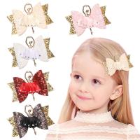 Doek Kinderen haaraccessoires, met Ijzer, Strik, handgemaakt, Cute & Meisje & mode sieraden, meer kleuren voor de keuze, 80x60mm, Verkocht door PC