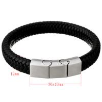 
Herren Armband, Kuhhaut, mit Edelstahl, plattiert, geflochten & für den Menschen, keine, 36x13mm, 12mm, verkauft per ca. 9 ZollInch Strang