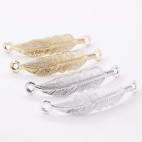 Forbindelse til zinklegering, Zinc Alloy, Feather, forgyldt, 1/1 løkke, flere farver til valg, nikkel, bly & cadmium fri, 43*8*2mm, 200pc'er/Bag, Solgt af Bag