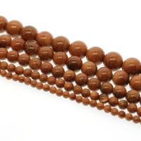 Goldstone perle, Krug, različite veličine za izbor, Rupa:Približno 1mm, Prodano Per Približno 14.9 inčni Strand