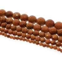 Grânulos de Goldstone, Areia dourada, Roda, tamanho diferente para a escolha & facetada, Buraco:Aprox 1mm, vendido para Aprox 14.9 inchaltura Strand