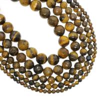 Tiger Eye Χάντρες, Μάτι της Τίγρης, Γύρος, διαφορετικό μέγεθος για την επιλογή & πολύπλευρη, Τρύπα:Περίπου 1mm, Sold Per Περίπου 14.9 inch Strand