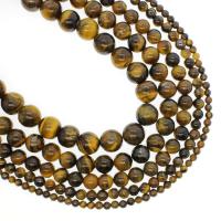 Tiger Eye perle, Krug, različite veličine za izbor, Rupa:Približno 1mm, Prodano Per Približno 14.9 inčni Strand