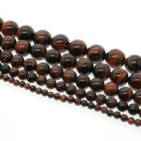 Tiger Eye pärlor, Rund, olika storlek för val, Hål:Ca 1mm, Såld Per Ca 14.9 inch Strand