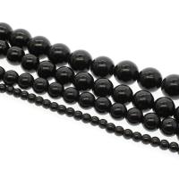 Black Stone Beads, Runde, forskellig størrelse for valg, sort, Hole:Ca. 1mm, Solgt Per Ca. 14.9 inch Strand